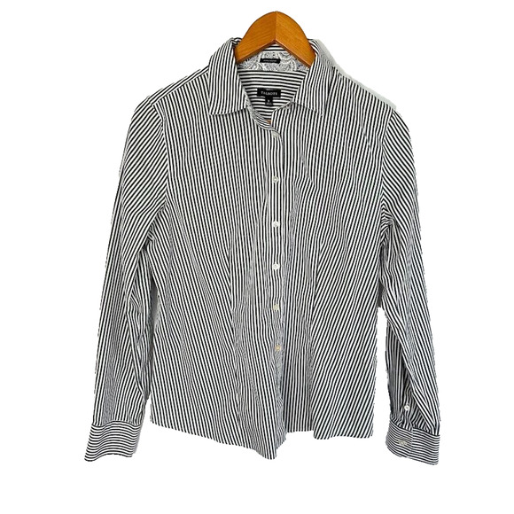 Talbots Size 8 Wrinkle Resistant Button Down Shirt Long Sleeve White Striped - Picture 1 of 8
